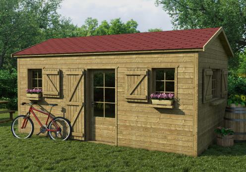 Drvena kućica sa crvenom šindrom Bardoline Classic